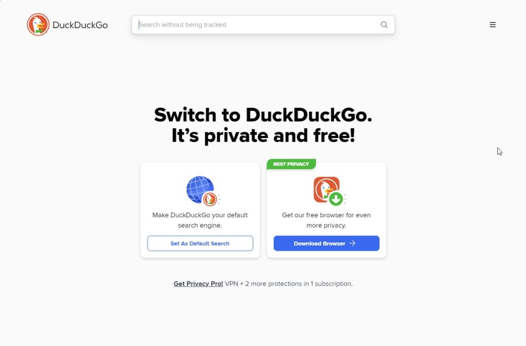 DuckDuckGo target market page